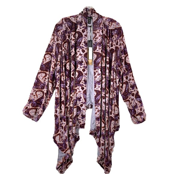 Winter Kale Cut Velvet Jasmine Silk Burnout Velvet Jacket Duster - Picture 1 of 5